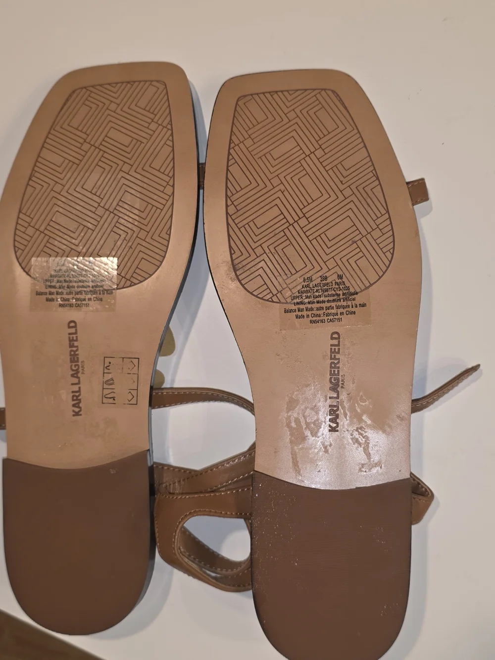 Karl Lagerfeld Women's Cognac Strappy Square-Toe Sandals